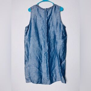 Nuthatch Linen Dress Large Blue Gray Tunic Sleeveless Mettalic Minimalist